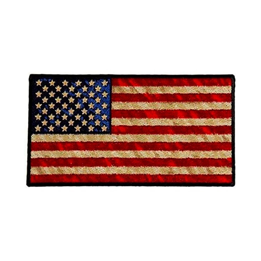 Distressed American Flag Patch - High Thread Iron-On/Sew-On Rayon - 5" x 3"